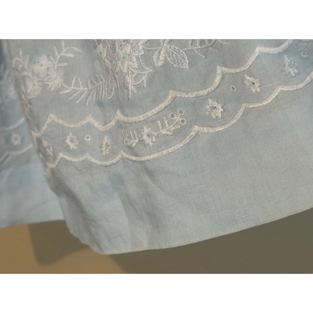Ralph Lauren Baby Girl Chambray Embroidered Dress | Blue Floral Sleeveless | 24M